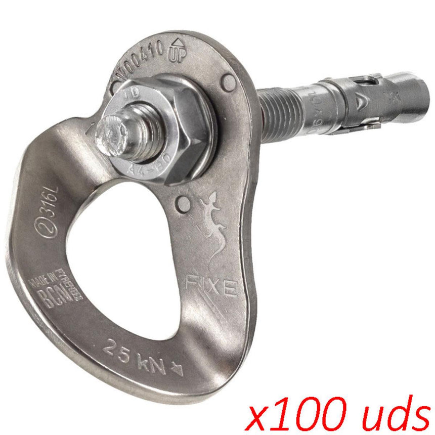 Pllaqueta Fixe 1 inox 316L M10 Pack + Parabolt 316L M10x90mm Pack 100 uni.
